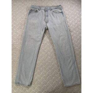 Vintage Levis 501 Jeans Mens 35x33 Light Wash Straight Leg Button Fly USA 90s